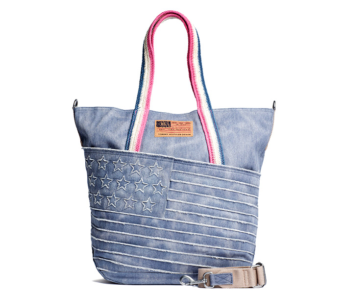 Hilfiger Denim Ally Tote Bag Made in Denim Finds - Tommy Hilfiger Womens Carry-All 2013 Spring Summer - Made in Denim Finds #MadeInDenim #DenimFinds: Accessories, Headgear, Footwear, Shoes, Bags, Toys and Products Made in Denim, Quirky & Cool Finds, Denim Outerwear (coats, parkas, capes, jackets, vests and more)