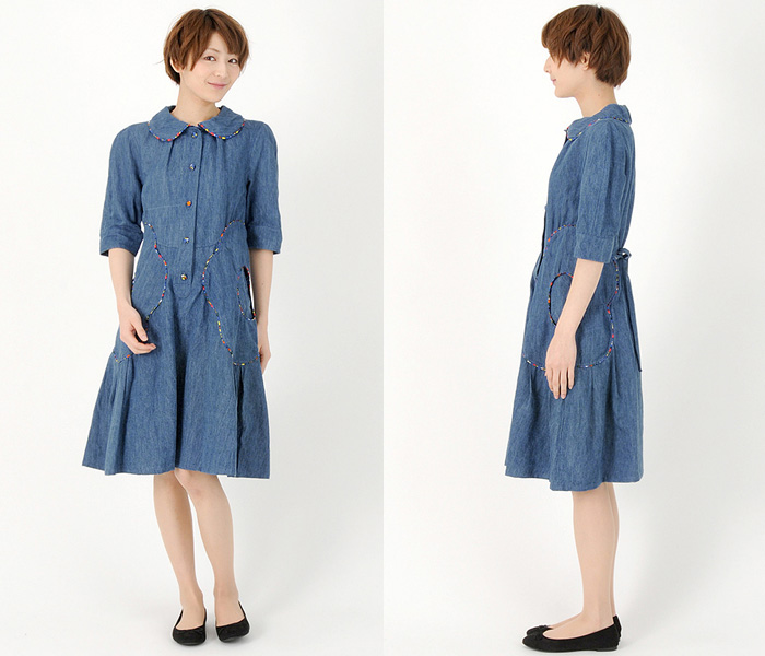 (4) Womens Peter Pan Collar Denim Dress - Tsumori Chisato Womens Denim Finds 2013 Spring Summer - Made in Denim Finds #MadeInDenim #DenimFinds & Trend Watch #DenimJeansTrendWatch
