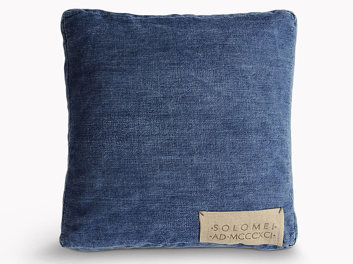 Brunello Cucinelli Denim Pillow Cushion Rectangular Shape Stripe Embroidered Label - Womens 2014 Spring Summer Fashion Made in Denim Style Finds - Italy