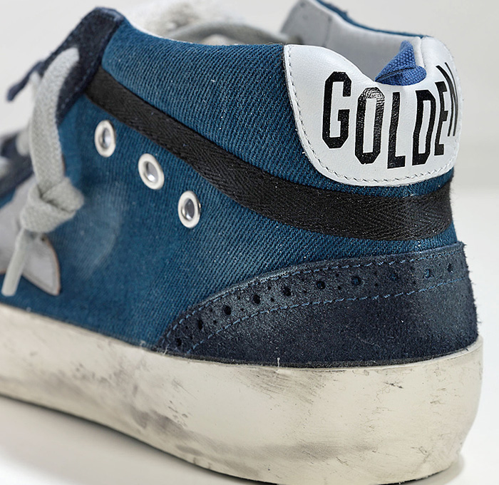 Golden Goose Deluxe Brand Venezia Mens Denim Mid Star Sneakers with Leather Star - Venice Italy 2014-2015 Fall Autumn Winter Fashion Season Collection Made in Denim Jeans Style Finds