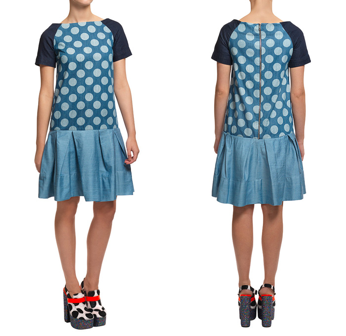 House of Holland Baby Love Denim Dress, Skirt and Shirt 2014 Resort - Made in Denim Finds 2014 Cruise Pre Spring Collection - Ruffles Polka Dots Patchwork