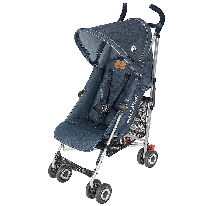 Maclaren Denim Quest Single Baby Buggy Stroller - Infant Carriers 1 Seater Harnesses Raincover Hood Shield - UK British England - Made in Denim Jeans Finds