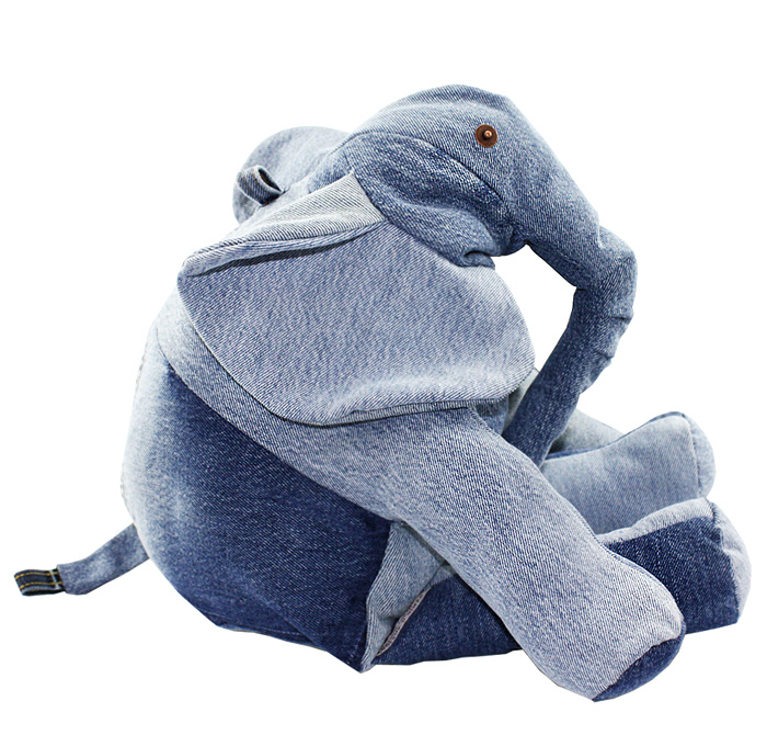 Maison Indigo Stuffed Animals Elephant Jungle Safari - Recycled Denim Jeans Plush Toys Childrens Kids Cuddle Accessories Home Decor - The Netherlands Animaux de Nimes Collection - Made in Denim Finds Fashion Style