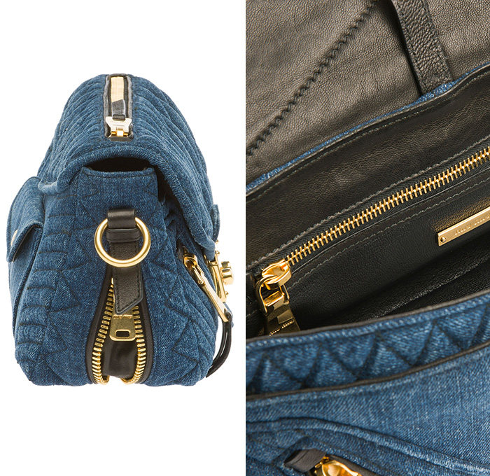 Miu Miu Matelassé Denim Shoulder Zipper Biker Bag - Miuccia Prada Milan Italy - 2014 Spring Summer Womens Fashion Made In Denim Jeans Style Finds