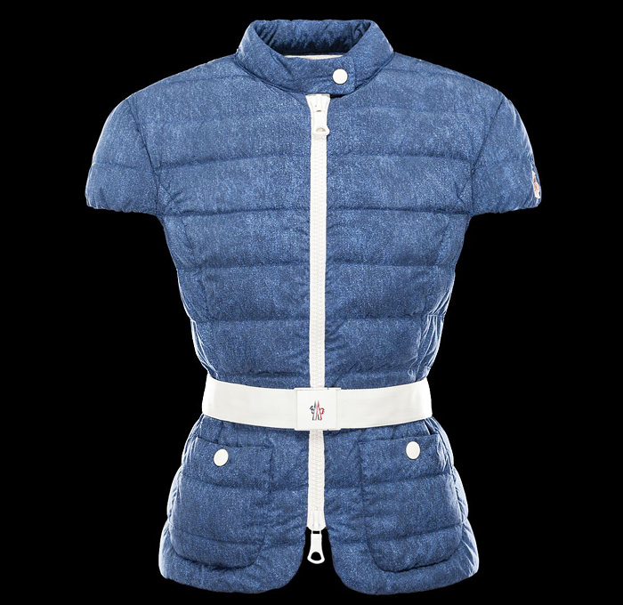 Moncler Grenoble 2014 Spring Summer Made in Denim Finds - Womens Tondu Lightweight Downproof Nylon Gilet Vest with Denim Print