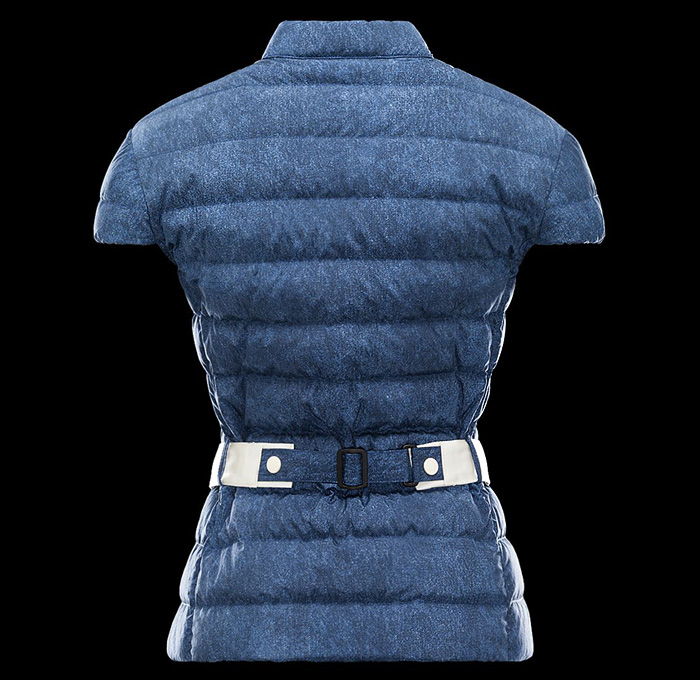 Moncler Grenoble 2014 Spring Summer Made in Denim Finds - Womens Tondu Lightweight Downproof Nylon Gilet Vest with Denim Print