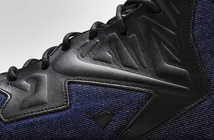 Nike Mens LeBron 11 EXT Denim Basketball Shoes - LeBron James Insignia Athletic Sport Jeans Footwear Fabric Kicks Black Leather Upper Rubber Shoes Mid Top Drop-in Zoom Midsole Streetwear Hardcourt - Made in Denim Finds Fashion Style - 2014 Spring Summer Collection