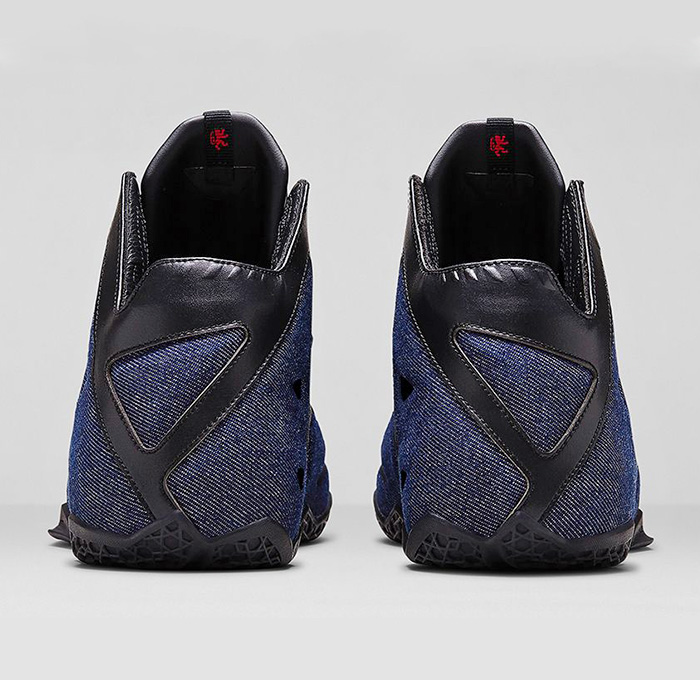 Nike Mens LeBron 11 EXT Denim Basketball Shoes - LeBron James Insignia Athletic Sport Jeans Footwear Fabric Kicks Black Leather Upper Rubber Shoes Mid Top Drop-in Zoom Midsole Streetwear Hardcourt - Made in Denim Finds Fashion Style - 2014 Spring Summer Collection