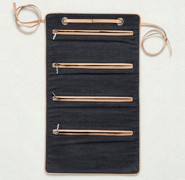 Nudie Jeans Morrisson Travel Toilet + Pennsson Pen Denim Cases - 2014 High Summer Pre Fall Autumn Fashion Season Collection - Made in Denim Style Finds - Organic Natural Denim Jeans Fabric Vegetable Tanned Leather Straps Made in Italy