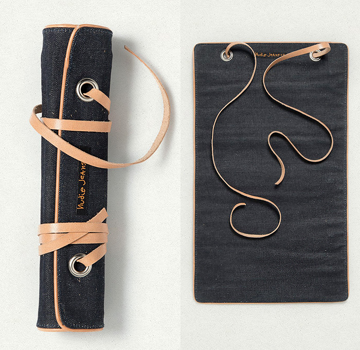 Nudie Jeans Morrisson Travel Toilet + Pennsson Pen Denim Cases - 2014 High Summer Pre Fall Autumn Fashion Season Collection - Made in Denim Style Finds - Organic Natural Denim Jeans Fabric Vegetable Tanned Leather Straps Made in Italy