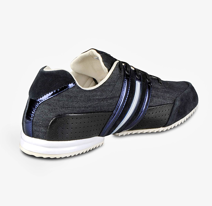 Y-3 Mens Sprint Denim Runner Shoes - Street Style Track Field Classic Trainers Denim with Suede Toe Tongue Accents Metallic Leather Canvas - Yohji Yamamoto x Adidas - 2014 Spring Summer Fashion Made in Denim Style Finds 