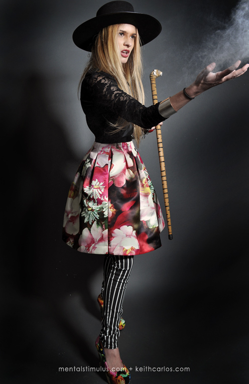 High Fashion Editorial: Banshee by Keith Carlos Photography - Style Featurette Ted Baker London Monny Rose on Canvas Print Skirt - Photoshoot Poodle Circle Floral Frock - 2014 Spring Summer Collection