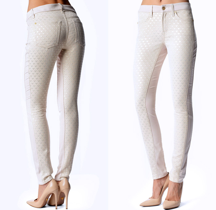 7 For All Mankind The Pieced Double Knit Skinny in Winter White Pyramid Jacquard Jeans - 2013 Fall Autumn Womens Fashion Collection