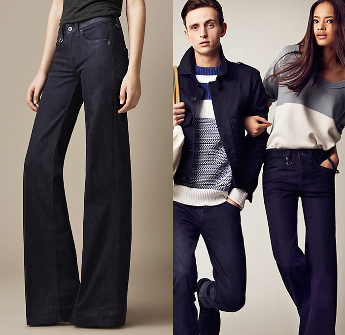 Burberry 2013 Summer Denim Indigo Wash Flare Fit Jeans - Womens Power Stretch Mid Rise Dark Indigo Wide Leg Bell Bottom Jeans - Trend Watch - Interesting News, Fashion Forecasts, Color Reports, Fresh New Jeans, Hot Denim Styles, Spotted at the Clothing Rack and Upcoming Trends