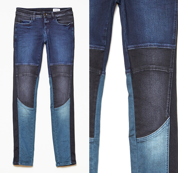 Closed Arizona Long Skinny Leg Multi-Panel Patchwork Motorcycle Biker Super Stretch Womens Denim Jeans - 2013-2014 Fall Autumn Collection #DenimJeansTrendWatch #TrendWatchThursdays #TWT