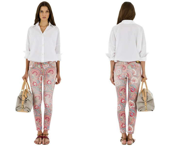 (1) Paisley Graphic Print Pattern Skinny Jeans in Pink - Etro Womens Paisley Print Pattern or Emblem Embroidered Skinny Jeans - Trend Watch: Interesting News, Fashion Forecasts, Color Reports, Fresh New Jeans, Hot Denim Styles, Spotted at the Clothing Rack and Upcoming Trends
