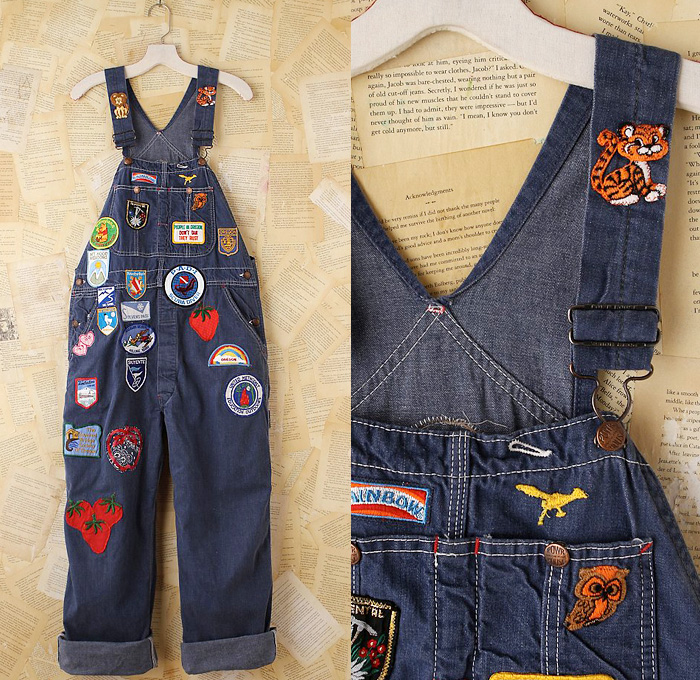 (2) Vintage 1970s Patched Denim Overalls - Free People Denim One Piece Overalls Top Picks 2013 Spring: Trend Watch: Hot Denim Styles, Upcoming Trends, Spotted at the Clothing Rack & Fresh New Jeans