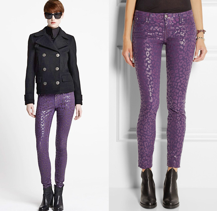 Karl Lagerfeld Womens Courtney Animal Print Leopard Skin Pattern Skinny Dark Plum Stretch Denim Jeans - 2013-2014 Fall Autumn Collection #DenimJeansTrendWatch #TrendWatchThursdays #TWT