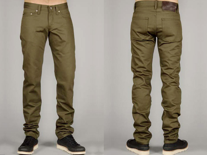 (3) Khaki Green 12oz Selvedge Chino Pants. Weird Guy Fit. - Naked & Famous 2013-2014 Fall Winter Mens Denim Jeans & Chinos Preview from Blue Owl Workshop Seattle: Trend Watch - Interesting News, Fashion Forecasts, Color Reports, Fresh New Jeans, Hot Denim Styles, Spotted at the Clothing Rack and Upcoming Trends