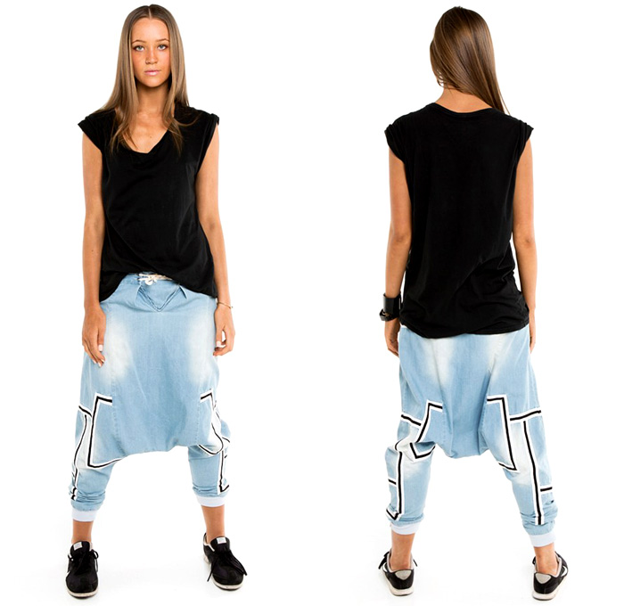 OneTeaspoon Lux Tulum Pseudo Denim Chambray Pant - Drop Crotch Casual Harem Style High Street Trousers - Southern Hemisphere Australia 2013 Spring