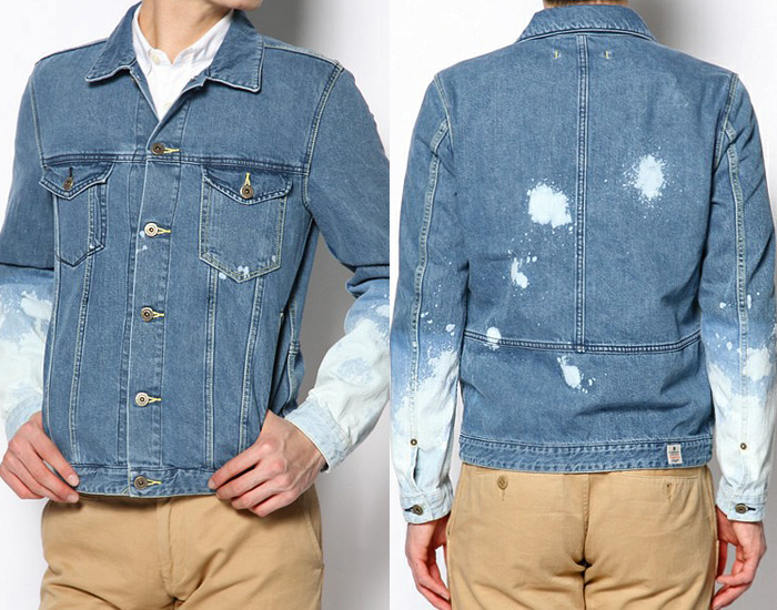 R.Newbold Japan by Paul Smith Dip Dyed Sea Salt Ombre Style Bleached Denim Jacket Outerwear & Button Up Jean Shirt Picks: Trend Watch - Interesting News, Fashion Forecasts, Color Reports, Fresh New Jeans, Hot Denim Styles, Spotted at the Clothing Rack and Upcoming Trends