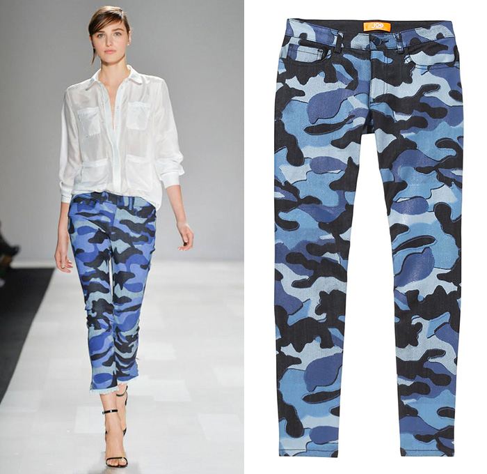 Joe Fresh Womens Camo Jeans - Multi-Tonal Printed Urban Jungle Motif Slim Fit Low Waist- 2014 Spring Summer Womenswear Denim Jeans Trend Watch - Canada Fashion