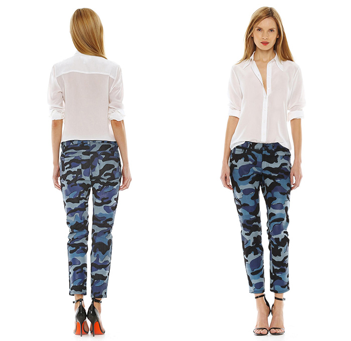 Joe Fresh Womens Camo Jeans - Multi-Tonal Printed Urban Jungle Motif Slim Fit Low Waist- 2014 Spring Summer Womenswear Denim Jeans Trend Watch - Canada Fashion