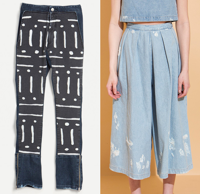 Rachel Comey Patchwork Capital Denim Pants & Wide Leg Culottes Wayward Pants - 2014 Spring Summer Womens Denim Jeans Trend Watch Fashion Style