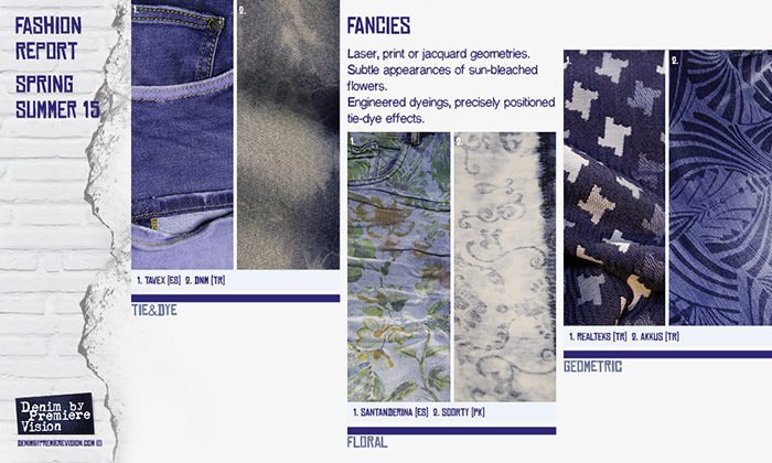 Denim Premiere Vision Fashion Report 2015 Spring Summer - Jeans Fabrics Deep Blue Light Dry Grey Bleached Structured Stretch Eco Friendly Engraved